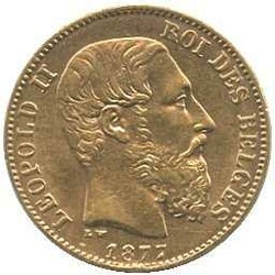 1877, 20 Fr. Gold, Leopold II, Erh. vzAutomatically generated ...