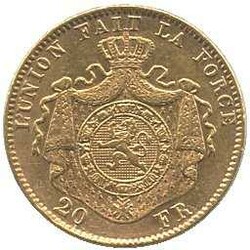 1877, 20 Fr. Gold, Leopold II, Erh. vzAutomatically generated ...