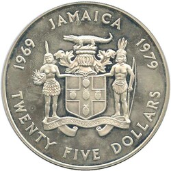 JAMAIKA: 1979, 25 Dollar Silber, 136 gr. 925er, 10. Jahrestag ...