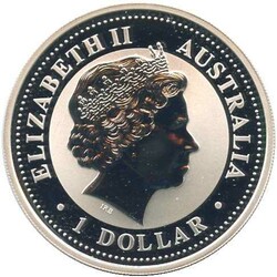 AUSTRALIEN: 2003, 1 Dollar, 1 Oz. Silber, Lunar I "Ziege" gekapselt, ...