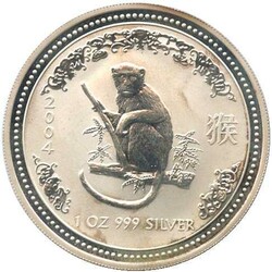 AUSTRALIEN: 2004, 1 Dollar, 1 Oz. Silber, Lunar I "Affe" gekapselt ...