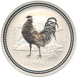 AUSTRALIEN: 2005, 1 Dollar, 1 Oz. Silber, Lunar I "Hahn" gekapselt, ...