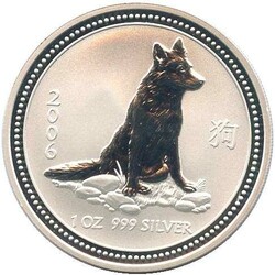 AUSTRALIEN: 2006, 1 Dollar, 1 Oz. Silber, Lunar I "Hund" gekapselt, ...