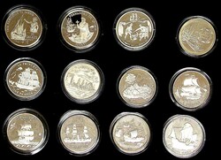 SCHIFFE-Sammlung, 1991/2000, Kassette mit 36 Silbermünzen aus aller ...