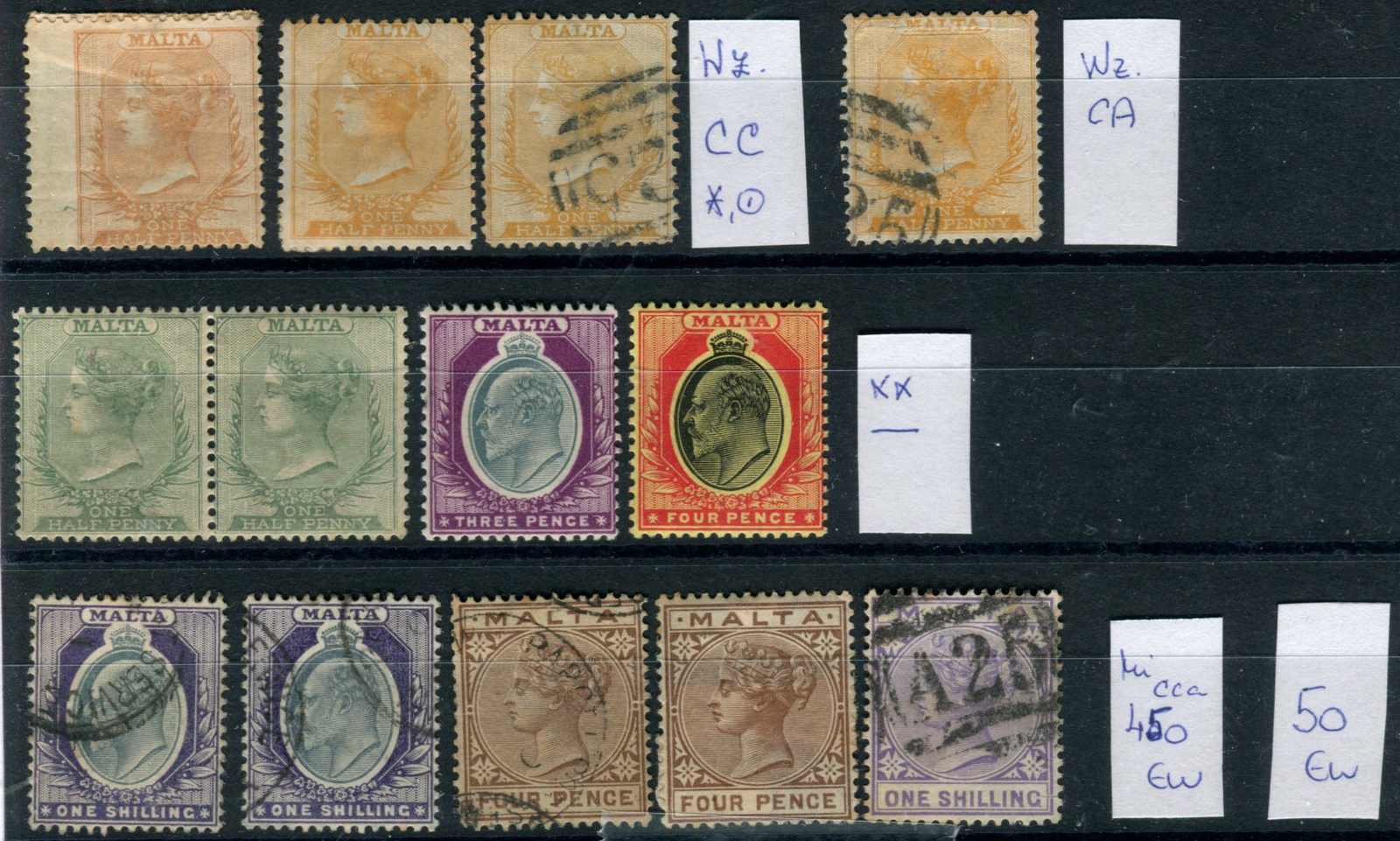 1882-1904, Steckkarte mit 13 Marken, n.A. ca. Mi.450,-Automatically ...