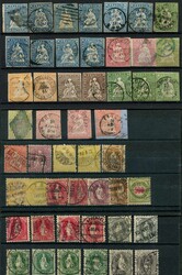 1854-1905, 3 Steckkarten mit 25 Strubel und 24 weiteren Marken, ...