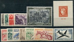 1949-57, Steckkarte mit Nr. 861-65, 978-83, 1120 und Bl. Nr. 4, Mi ...