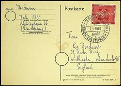 1956, 20 Pf. Stephan, mit Berliner Ersttagsstempel auf Karte nach ...