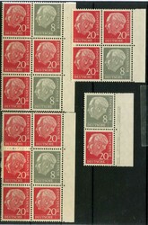 1960, Heuss, WZ Y II, Randsücke versch. Leistenstreifen, n.A. ca. Mi ...