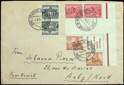 1952, Bauten, mit weiteren Zusammendrucken auf Auslands-Bedarfsbrief, ...