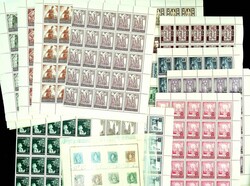 1946-53, Lot mit Bogen (teils angetrennt) Nr. 791-800, 812-21, 829-34 ...