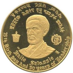 ÄTHIOPIEN: 50 Birr Gold, 75. Geb. Kaiser Haile Selassie, 20 gr. ...