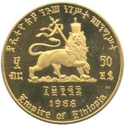 ÄTHIOPIEN: 50 Birr Gold, 75. Geb. Kaiser Haile Selassie, 20 gr. ...