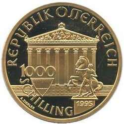 1995, 1000 Schilling Gold, 100 Jahre Olympiade Neuzeit, in orig ...