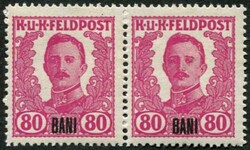 1918, 80 B. Feldpostmarke, waagrechtes Paar, nicht verausgabt, Mi.480 ...