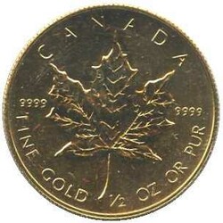 KANADA: 1989, 20 Dollar 1/2 Oz Gold, Maple Leaf, 15,5gr. fein, Erh. ...
