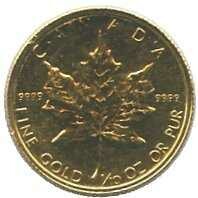KANADA: 1986, 5 Dollar 1/10 Oz Gold, Maple Leaf, 3,1 gr. fein, Erh. ...