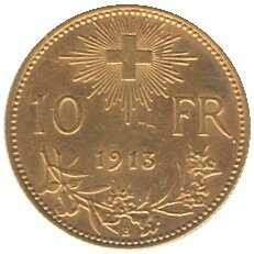 1913, 10 Fr. Vreneli Gold, gute Erh. ss/vzAutomatically generated ...