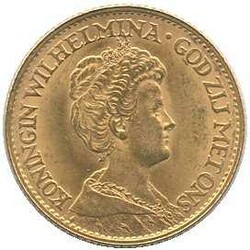 1912, 10 Gulden, Gold, Wilhelmina, Erhaltung "vz"