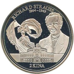 PAPUA Neuguinea: 2014, 2 Kina Silber, Komponisten Richard Strauss, ...