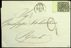 1852, 2 Baj., vollrandig, Rand links 9 mm, Raute, daneben K2 "ROMA-7 ...