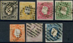 1866, 5 - 120 Reis, 7 Werte kpl., Pracht-Satz, nur 80 R. berührt, ...