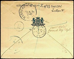 1887, 1/2 P. und 4 P. (oben Zahnfehler), seltener Hotel-Stempel, K1 ...