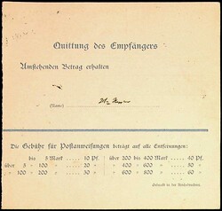 1904, GA-Postanweisung 20 Pf. Germania, klar "BOPFINGEN-18.MRZ.04" ...