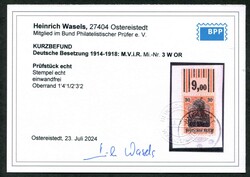 1917, 30 Pf., Aufdruck "10 Bani", kpl. Oberrand, klar gest. ...