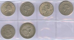 1929, 5x 5 Fr. und 1x 10 Fr. Kurs Silber, aus Umlauf, gute Erh., ...