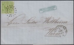 1850, 9 Kr. grün, allseits breitrandig, klarer OMR "28", K2 ...