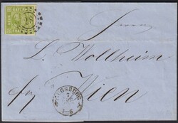 1850, 9 Kr. grün, seltene Type 1, voll- bis breitrandig, klarer OMR ...