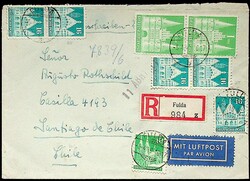 1948, 1 DM, Type 1, Paar, 5 x 16 Pf., 10 Pf., klar "Fulda-5.4.49", ...