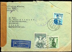 1950, 10 S. mit 20 gr. und 2,40 S. Trachten, klar "Wien-8.1.53", ...