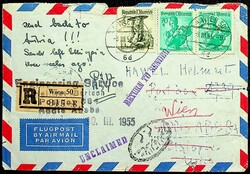 1952, 7 S. und Paar 70 gr. Trachten, klar "Wien-8.3.55" auf ...