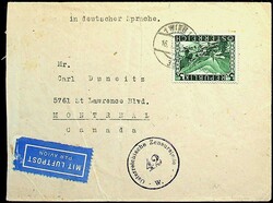 1945, 3 S., klar "Wien-16.1.47" auf Luftpost-Brief nach Kanada, ...