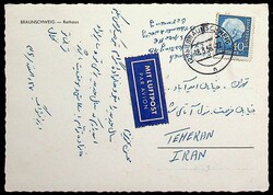 1956, 40 Pf. Heuss, klar "Braunschweig-18.3.56", saub. Luftpost-Karte ...