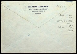 1954, 1 und 2 DM mit 40, 50 Pf., klar "Wuppertal-29.3.57" auf saub. ...