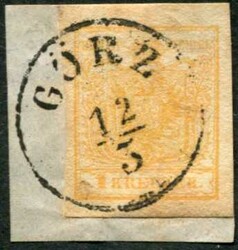 1850, 1 Kr. gelbocker, allseits sehr breitrandig, Type 1, klarer K1 ...