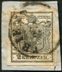 1850, 2 Kr. schwarz, Type 1, breitrandig, Pracht-Bfst., zentrisch ...