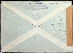 1945, 2 x 50 gr. und 2 x 3 S., klar "Wien-13.9.46", sauberer ...