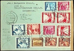 1945, 3 S., vs., rs. 12 Werte Landschaft, frankiert genau 6 S., ...
