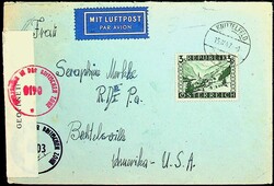 1945, 3 S., klar "Knittelfeld-15.4.47" auf saub. Luftpost-Brief nach ...