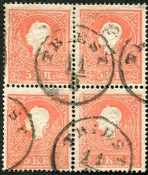 1858, 5 Kr., Pracht-VB, gut gezähnt, nicht vorgefaltet, nur unten 2 ...