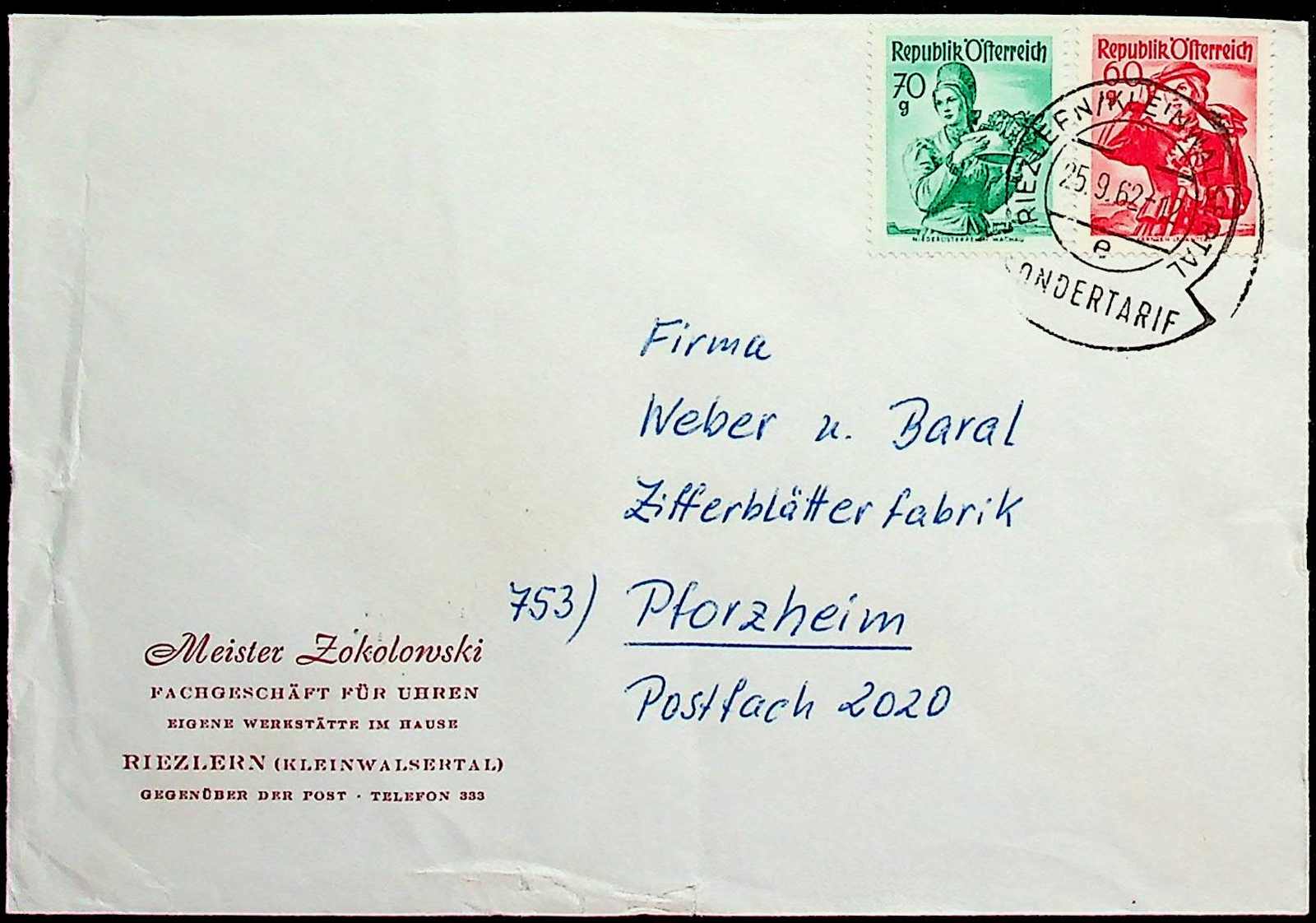 1962, 60 und 70 gr. Trachten, klar "Riezlern ...