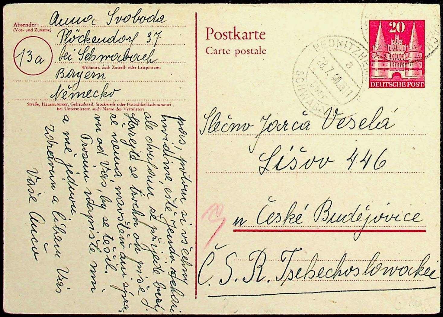 1950, 20 Pf. rot, klar gest. ("26.7.50"), saubere GSK nach CSR, viel ...