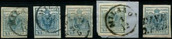 1850, 45 Cent., Type 2, 5 breitrandige Kabinett und Luxus, klare ...