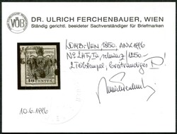 1850, 10 Cent. schwarz, Type 1a, sehr breitrandig, Pracht, 2 saubere ...