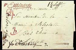 "v.Ettlingen", rote Tinte, kpl. Fahrpost-Falt-Bf. mit Inhalt, wohl ...