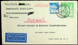 1948, 1 DM, kurze Treppe und 30 Pf., klar "Hamburg-20.10.48", ...